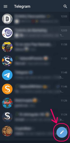 Cómo crear un canal de Telegram: pulsar en icono lápiz