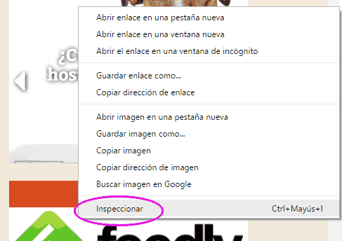 Menú "Inspeccionar" en Google Chrome