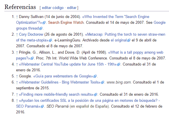 Enlaces de referencias en Wikipedia
