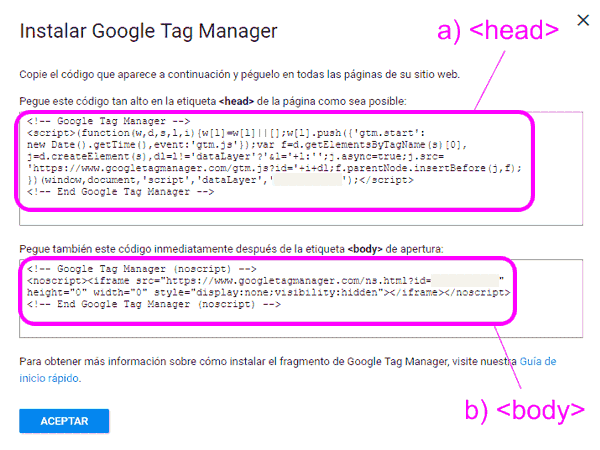 Código del contenedor de Google Tag Manager