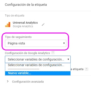 Configurar la etiqueta de Google Analytics en Google Tag Manager