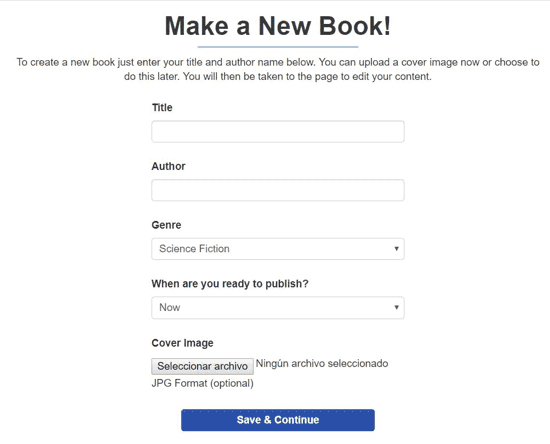 Crear un ebook en My eBook Maker