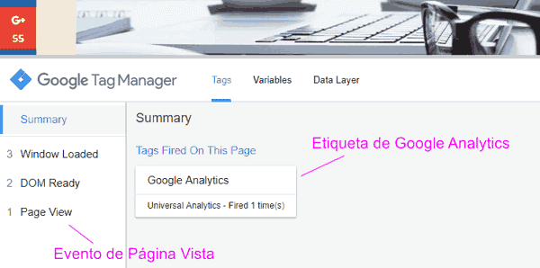 Panel de depuración en Vista Previa de Google Tag Manager