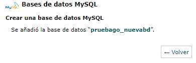 Base de datos MySQL creada correctamente desde cPanel