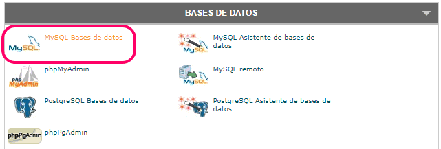 Entrar a MySQL Bases de datos del cPanel