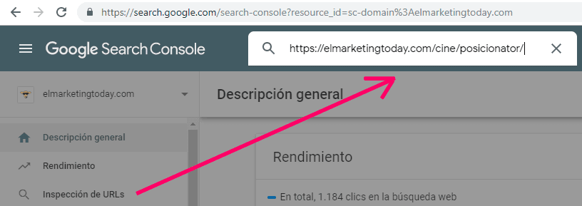 Inspección de URLs en Search Console