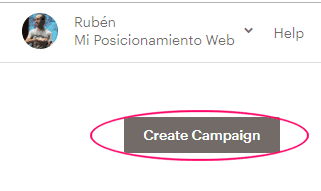 Botón Create Campaign de MailChimp