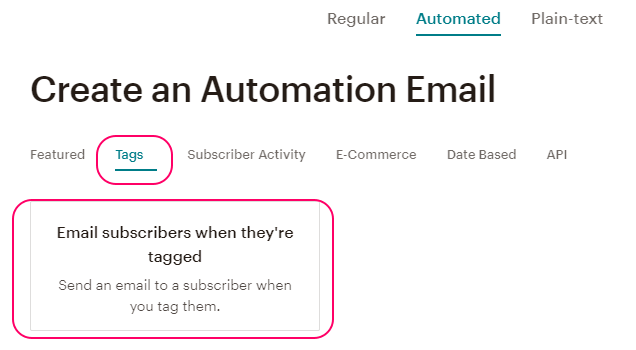 Creando una campaña Automated de Tags en MailChimp