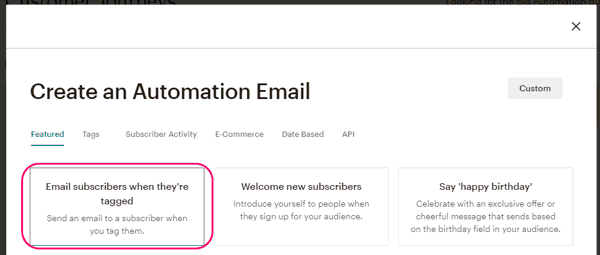 Enviar email cuando el suscriptor está etiquetado en MailChimp