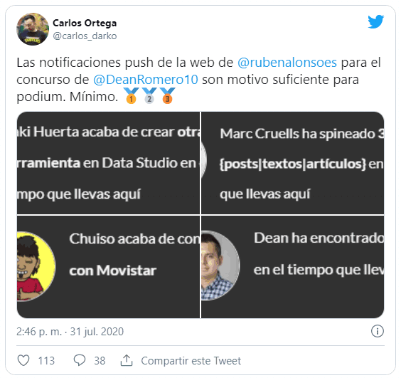 Tweet de Carlos Ortega sobre concurso SEO