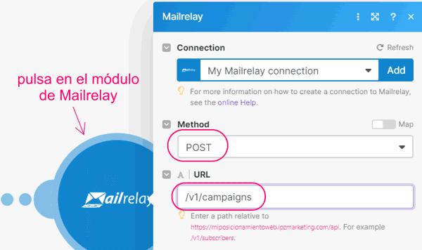 Configurando el módulo de Mailrelay en Make