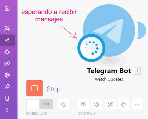 Esperando mensajes del bot de Telegram