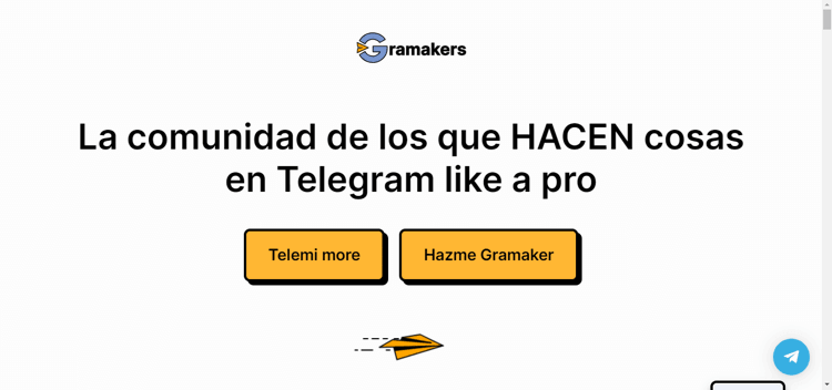 Landing web de comunidad Telegram Gramakers like a pro