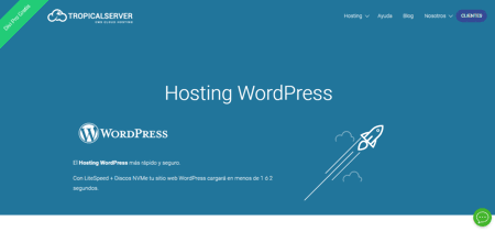 Landing hosting WordPress de TropicalServer