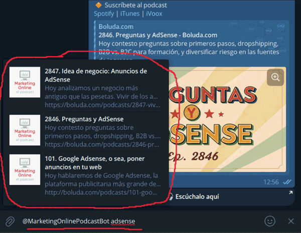 Bot para Telegram buscar programas podcast Boluda