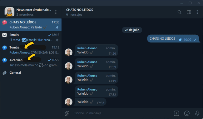 Grupo newsletter en Telegram
