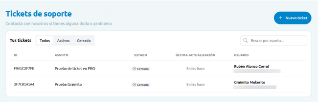 Sistema de tickets en Metricgram Sistema de tickets en Metricgram
